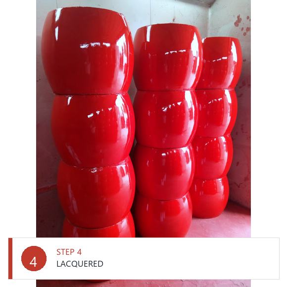 Lacquered drum shell with glossy finish ready for custom paint